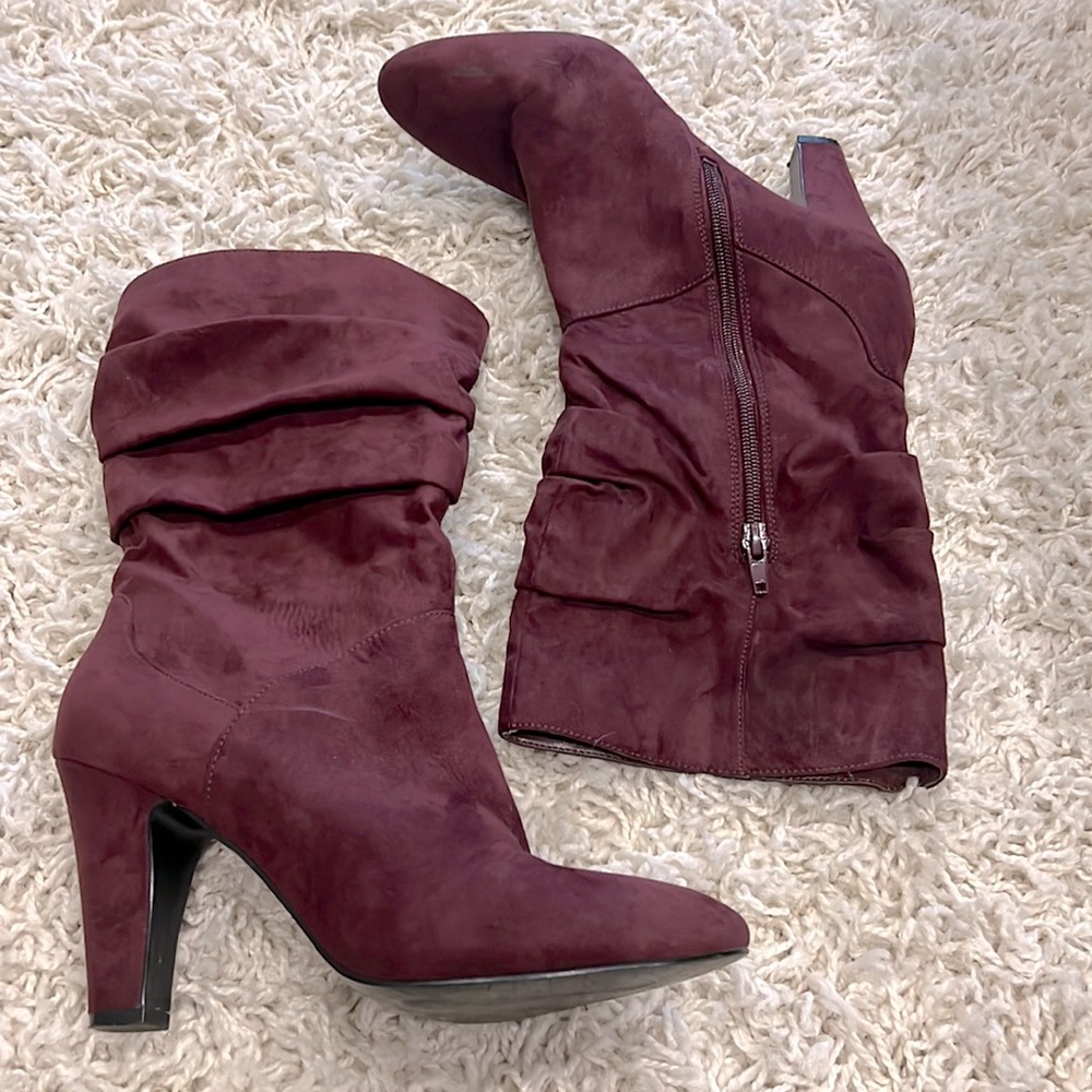 Nine West Burgundy Mid Calf Boots